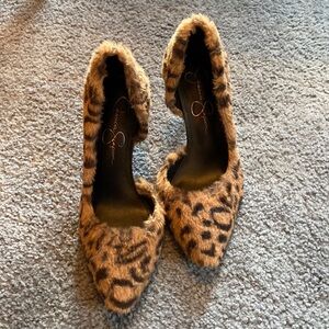 Jessica Simpson Faux fur cheetah heels 🐆 👠